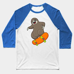 Sloth as Skater with Skateboard Baseball T-Shirt